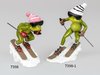 Frosch Skiläufer weiss
